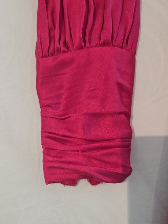 ZIMMERMAN Hot Pink Satin Wrap Dress - Picture 4 of 7